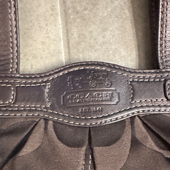 Coach Dark Brown Shoulder Bag with Gold Accents - Picture 7 of 16